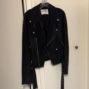 Pistola Black Leather Biker Jacket